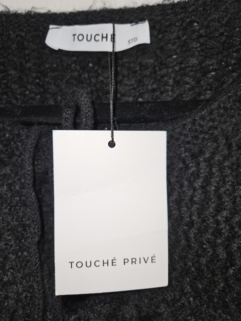 Touche Prive Black Fringe Knit Women's Sweater Cardigan Tie Front OSFM Medium - Picture 4 of 15